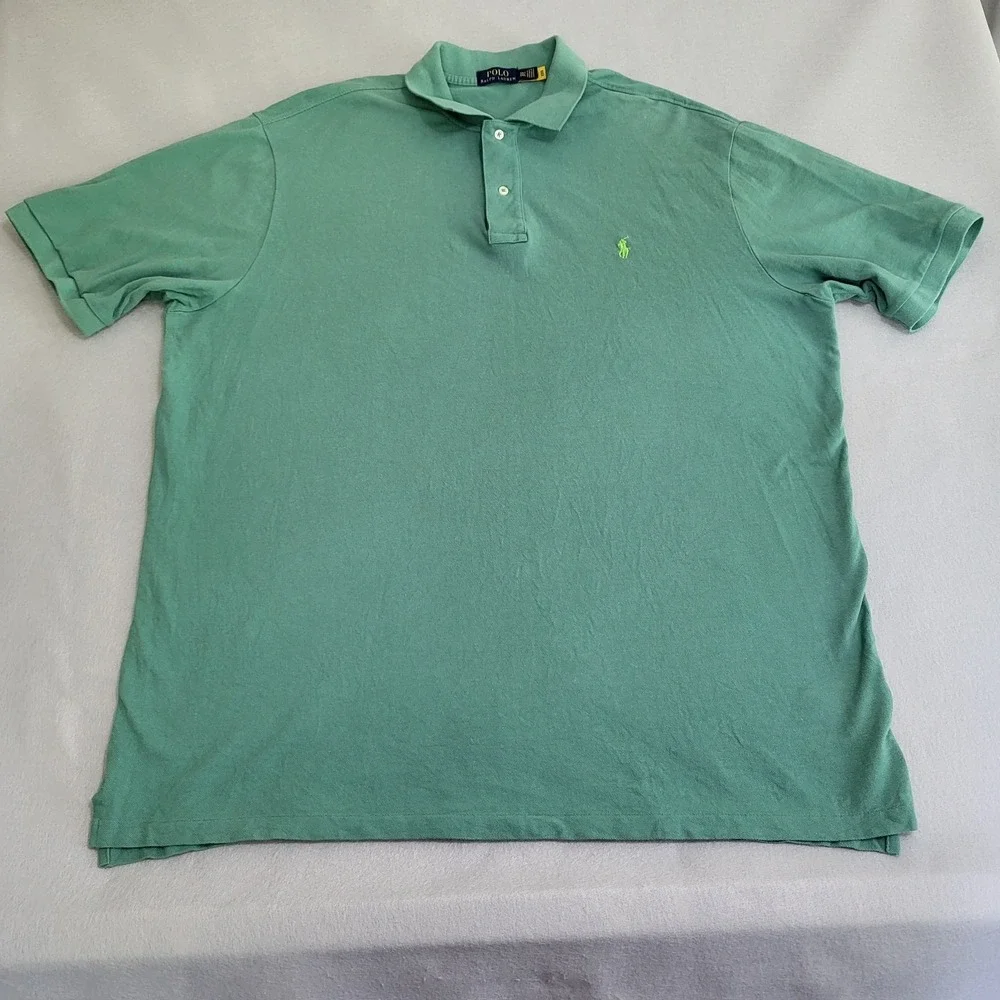 Polo Ralph Lauren Short Sleeve Polo Shirt Green 100% Cotton Men's Size 3XLT